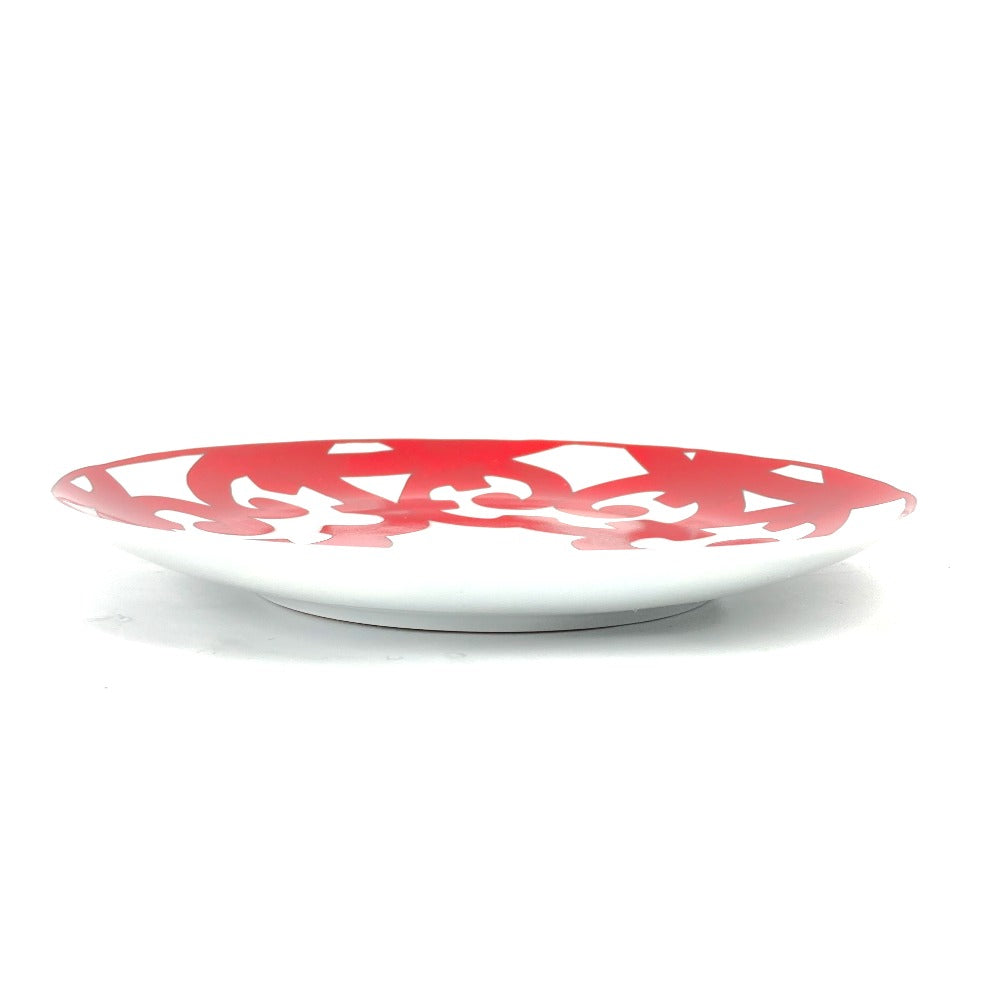HERMES 17cm Gadalquivir No. 3 Plate, Ceramic Bread Plate, Dish Plate, Unisex, Red and White