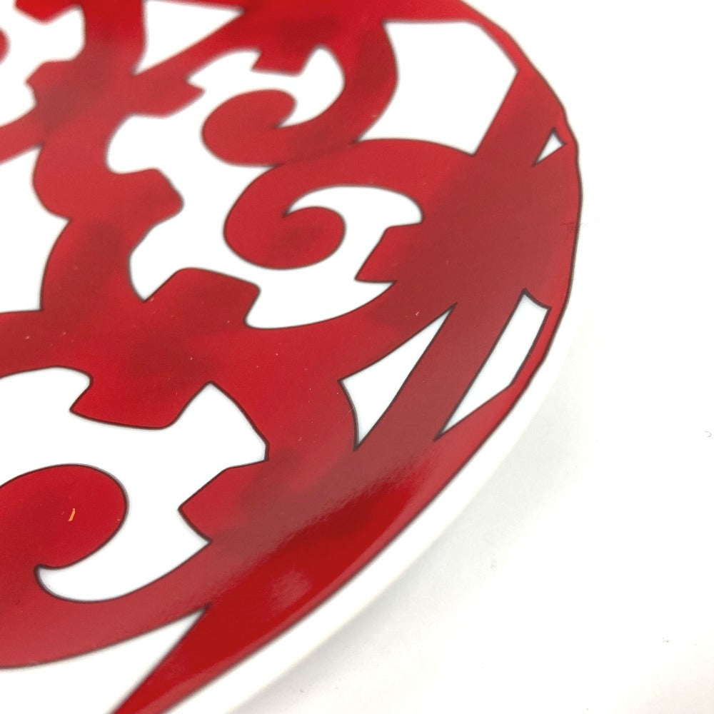 HERMES 17cm Gadalquivir No. 3 Plate, Ceramic Bread Plate, Dish Plate, Unisex, Red and White