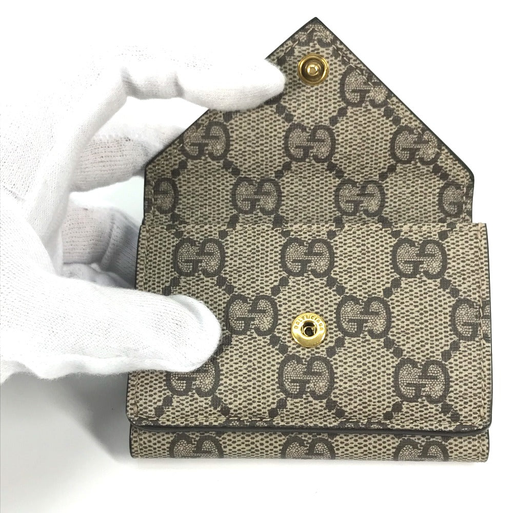 GUCCI 681704 BALENCIAGA Paper Mini Wallet, The Hacker Project Trifold Wallet, GG Supreme Canvas, Unisex, Beige