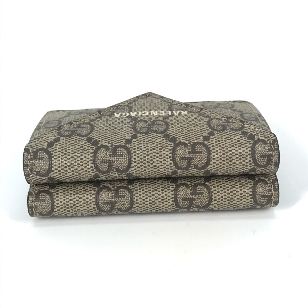 GUCCI 681704 BALENCIAGA Paper Mini Wallet, The Hacker Project Trifold Wallet, GG Supreme Canvas, Unisex, Beige