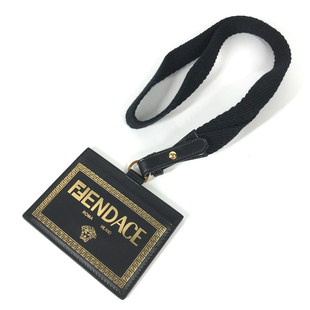 VERSACE フェンディ FENDI コラボ FENDACE フェンダーチェ ネックストラップ付 IDホルダー メデューサ カードケース レザー  ユニセックス | brandshop-reference