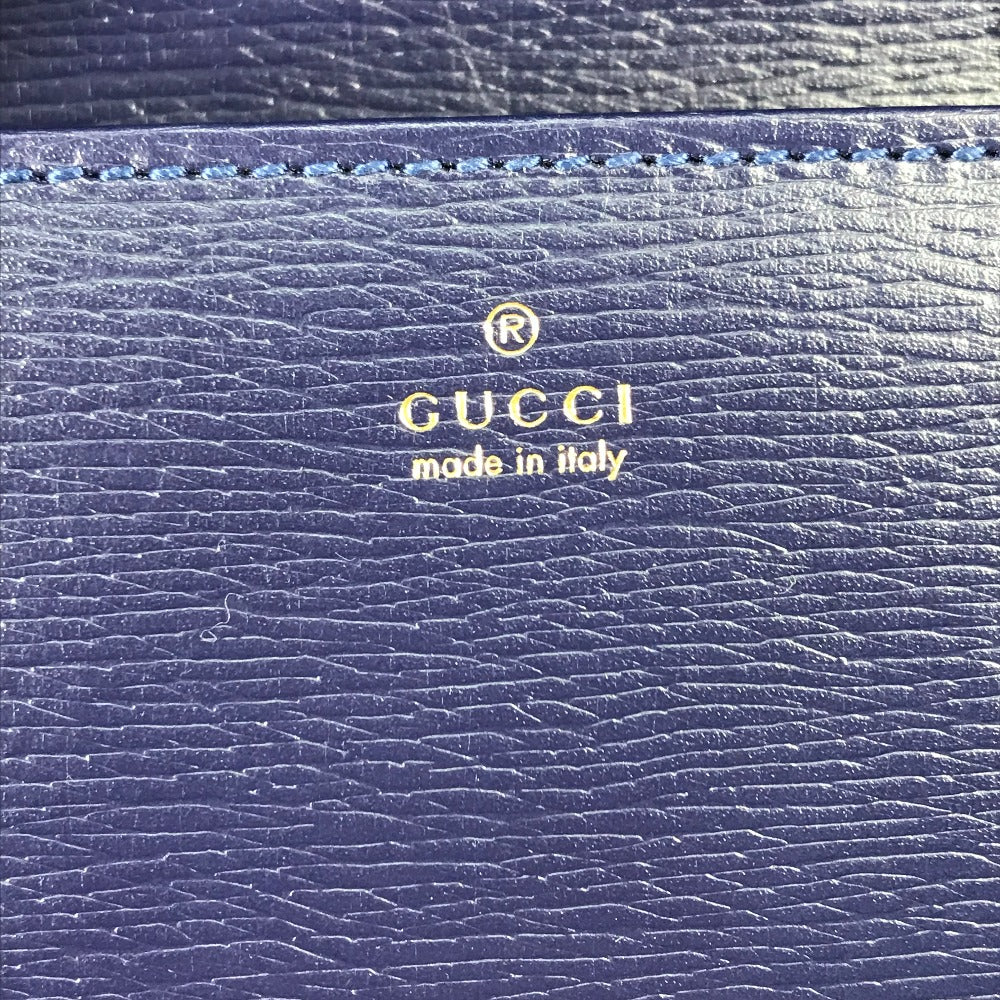 GUCCI 621892 Horsebit 1955 Dot Chain Wallet Shoulder Bag/Crossbody Wallet Leather Women's Navy x Red