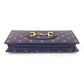 GUCCI 621892 Horsebit 1955 Dot Chain Wallet Shoulder Bag/Crossbody Wallet Leather Women's Navy x Red