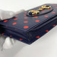 GUCCI 621892 Horsebit 1955 Dot Chain Wallet Shoulder Bag/Crossbody Wallet Leather Women's Navy x Red