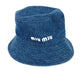 MIUMIU 5HC196 Denim Logo Bucket Hat, Bob Hat, Cotton, Women's, Blue