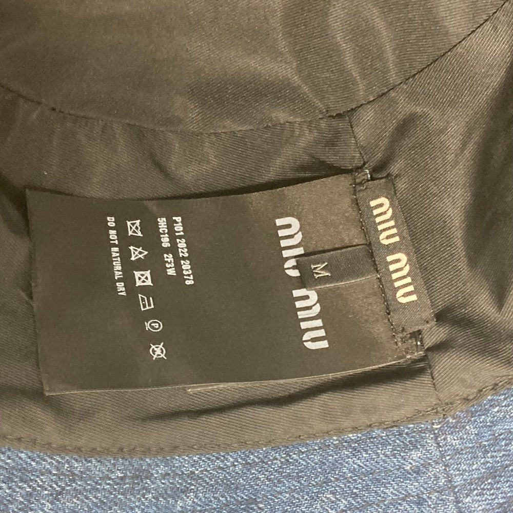 MIUMIU 5HC196 Denim Logo Bucket Hat, Bob Hat, Cotton, Women's, Blue