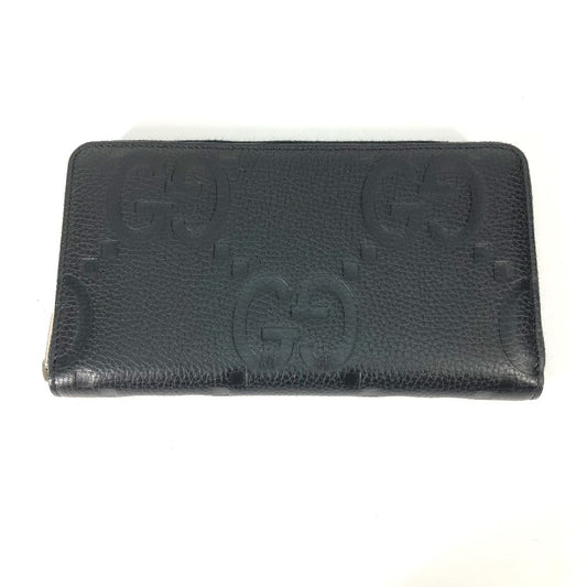 GUCCI 739482 Jumbo GG Zip Wallet, Round Zipper Long Wallet, Leather, Men's, Black