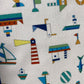 HERMES Marine Print Petit Chartier Drawstring Shoulder Bag, Cotton, Kids, White x Blue