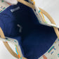 HERMES Marine Print Petit Chartier Drawstring Shoulder Bag, Cotton, Kids, White x Blue