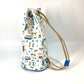 HERMES Marine Print Petit Chartier Drawstring Shoulder Bag, Cotton, Kids, White x Blue
