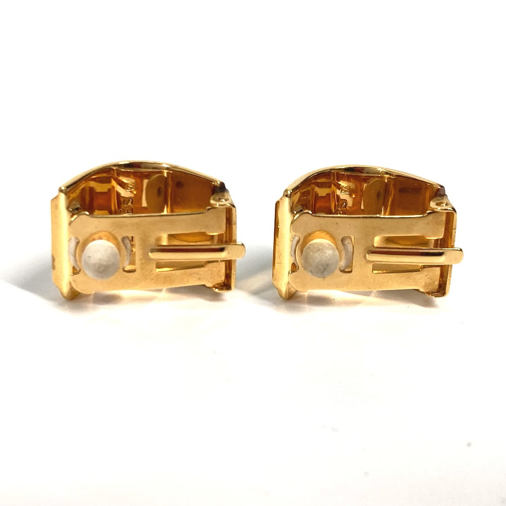 HERMES H Pattern Cloisonne Enamel Earrings GP Women's Gold and Blue