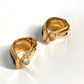 HERMES H Pattern Cloisonne Enamel Earrings GP Women's Gold and Blue