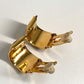 HERMES H Pattern Cloisonne Enamel Earrings GP Women's Gold and Blue