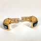 HERMES H Pattern Cloisonne Enamel Earrings GP Women's Gold and Blue