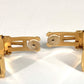 HERMES H Pattern Cloisonne Enamel Earrings GP Women's Gold and Blue