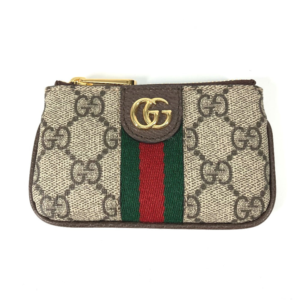 GUCCI 671722 GG Supreme Ophidia Coin Purse with Key Hook, GG Supreme Canvas, Beige, Women's