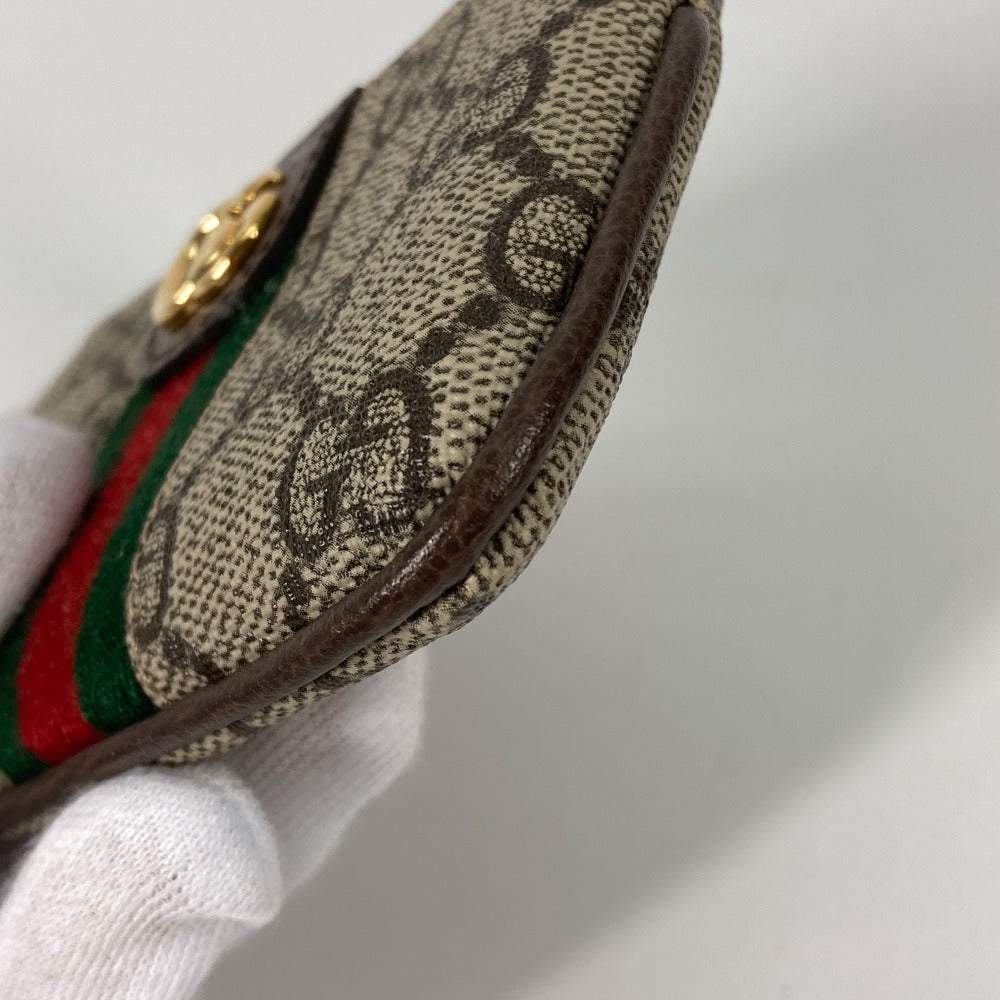 GUCCI 671722 GG Supreme Ophidia Coin Purse with Key Hook, GG Supreme Canvas, Beige, Women's