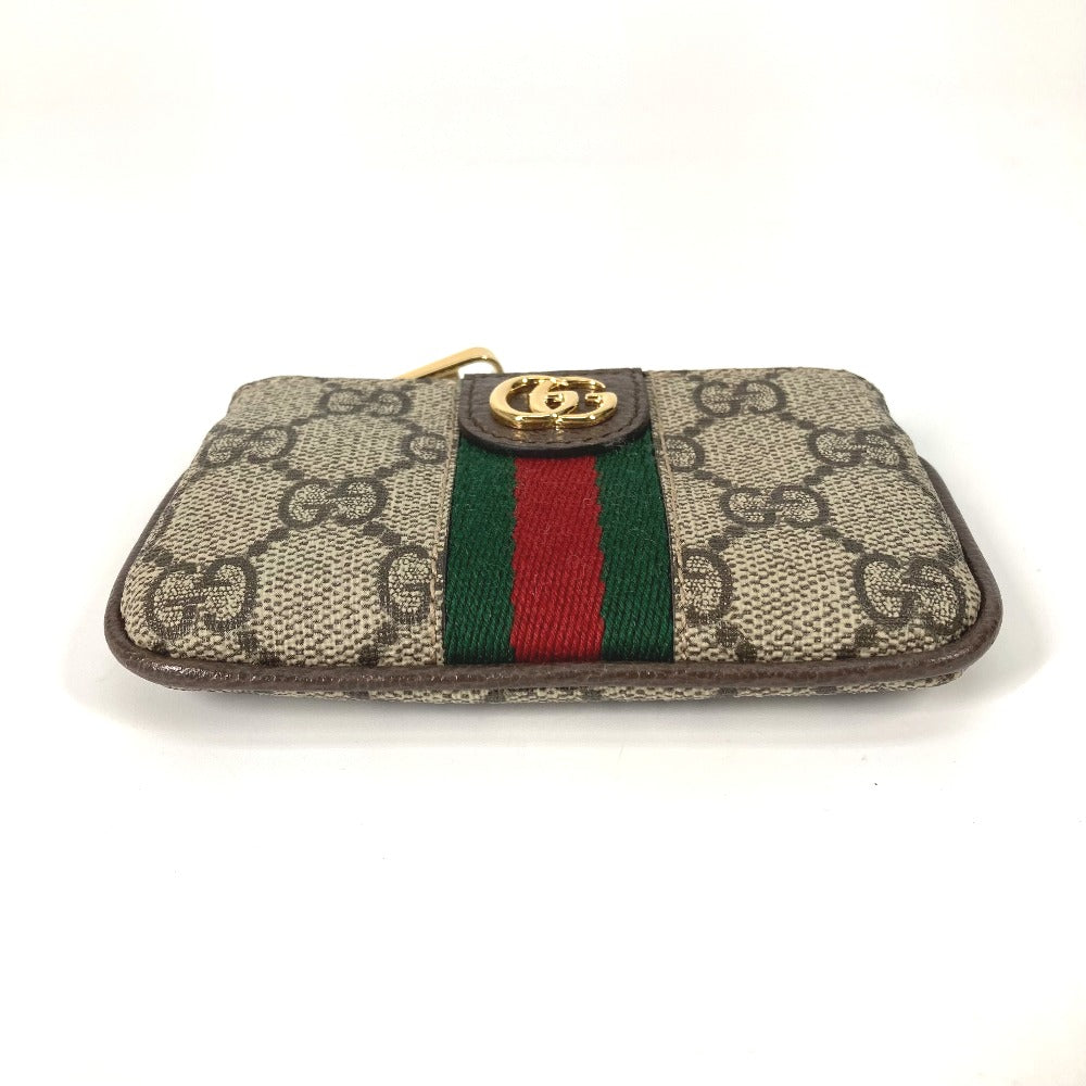 GUCCI 671722 GG Supreme Ophidia Coin Purse with Key Hook, GG Supreme Canvas, Beige, Women's