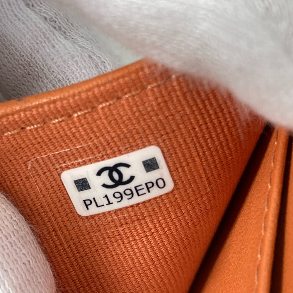 CHANEL AP0230 CC Coco Mark Matelasse Quilted Compact Wallet Tri-fold Lambskin Women's Orange