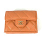 CHANEL AP0230 CC Coco Mark Matelasse Quilted Compact Wallet Tri-fold Lambskin Women's Orange