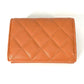 CHANEL AP0230 CC Coco Mark Matelasse Quilted Compact Wallet Tri-fold Lambskin Women's Orange