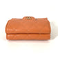 CHANEL AP0230 CC Coco Mark Matelasse Quilted Compact Wallet Tri-fold Lambskin Women's Orange