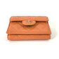 CHANEL AP0230 CC Coco Mark Matelasse Quilted Compact Wallet Tri-fold Lambskin Women's Orange
