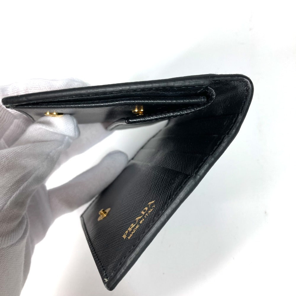 PRADA 1MV204 All-Over Logo Compact Wallet, Bi-Fold Leather, Women's, Black