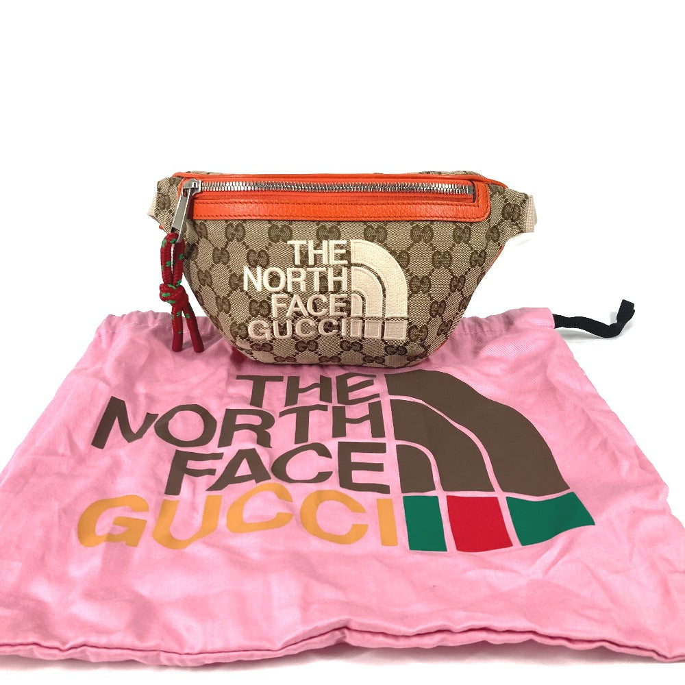 GUCCI 650299 ノースフェイス THE NORTH FACE コラボ GG ロゴ ベルトバッグ ベルトバッグ カバン クロスボディバッグ ボディバッグ レザー/キャンバス メンズ - brandshop-reference