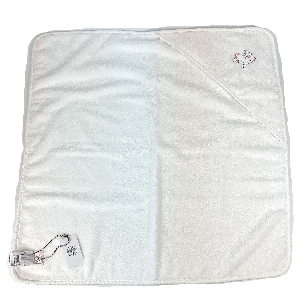 HERMES H103480M 01 Bath Wrap Cabriole Baby Bath Towel Cotton Kids' Towel Blanc Crème White