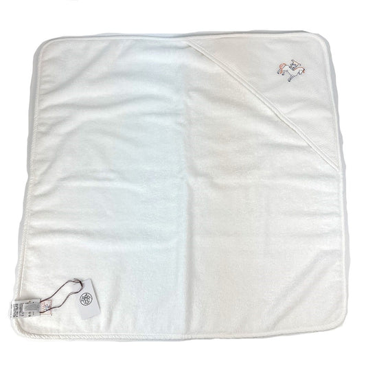 HERMES H103480M 01 Bath Wrap Cabriole Baby Bath Towel Cotton Kids' Towel Blanc Crème White