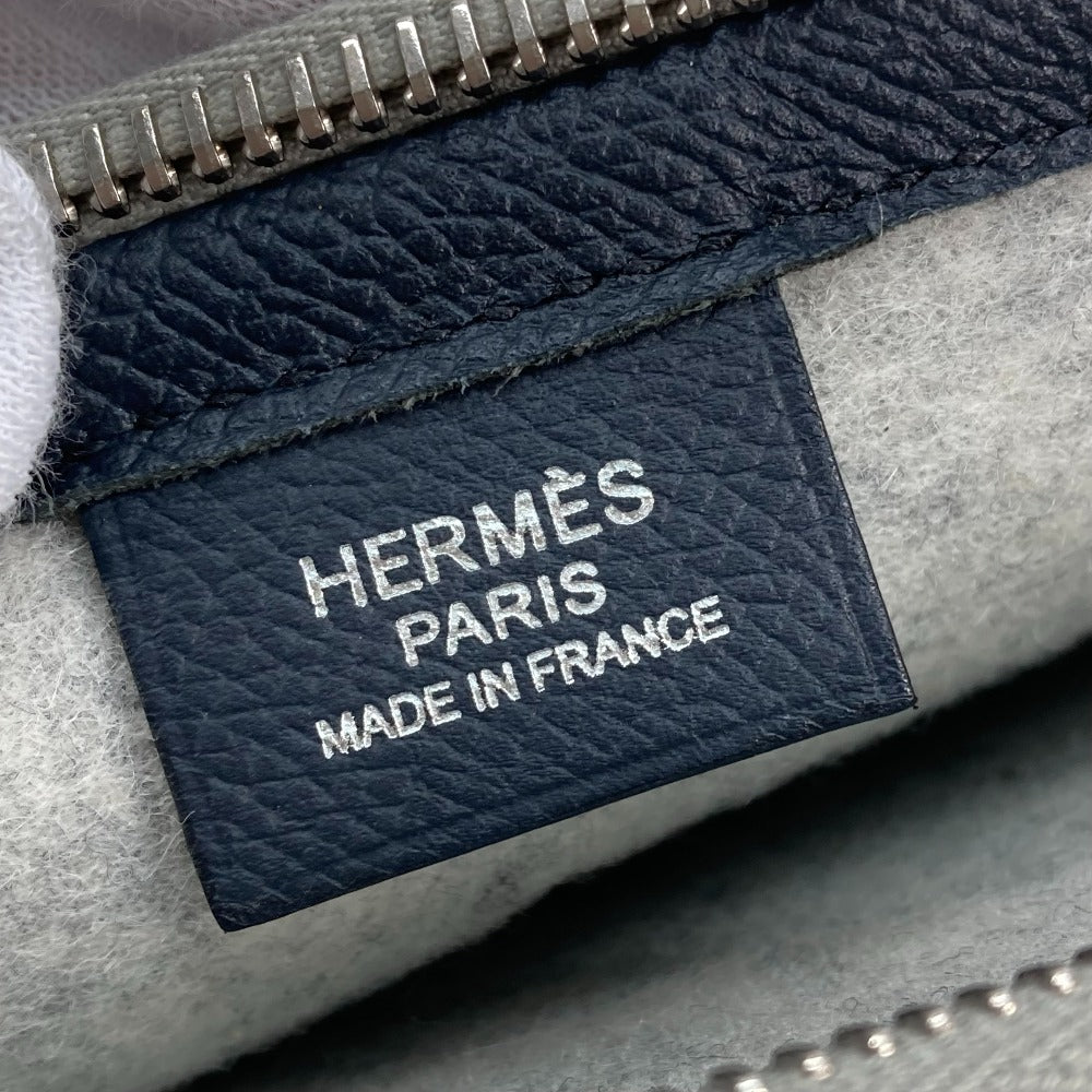 HERMES Toudou 29 Pouch, Second Bag, Clutch Bag, Felt, Men's, Gray and Yellow
