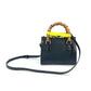 GUCCI 655661 Diana Mini Bamboo 2-Way Handbag, Shoulder Bag, Crossbody Bag, Tote Bag, Leather, Black, with Neon-Colored Strap