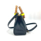 GUCCI 655661 Diana Mini Bamboo 2-Way Handbag, Shoulder Bag, Crossbody Bag, Tote Bag, Leather, Black, with Neon-Colored Strap