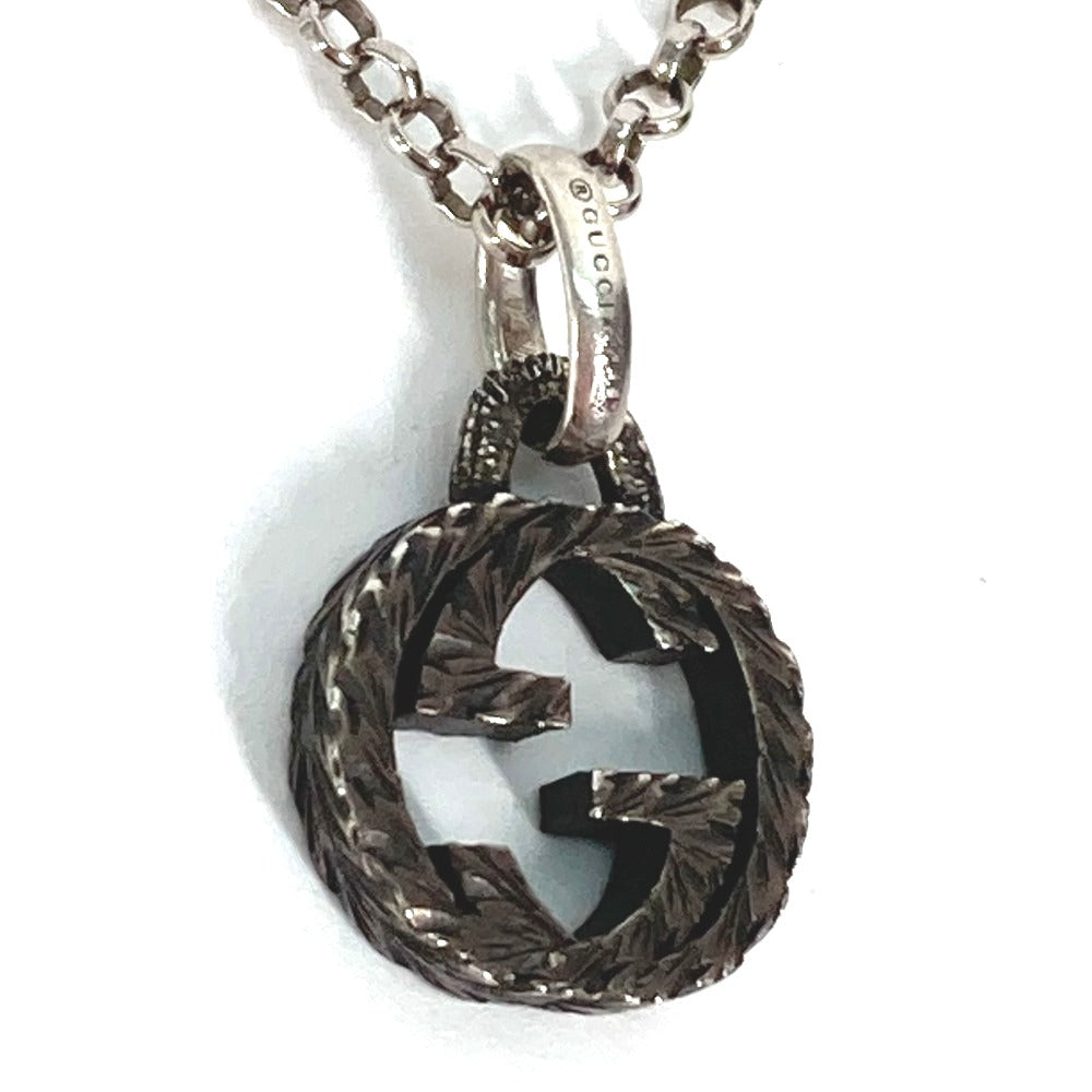 GUCCI Arabesque Interlocking G Pendant Chain Necklace in SV925 Silver for Women