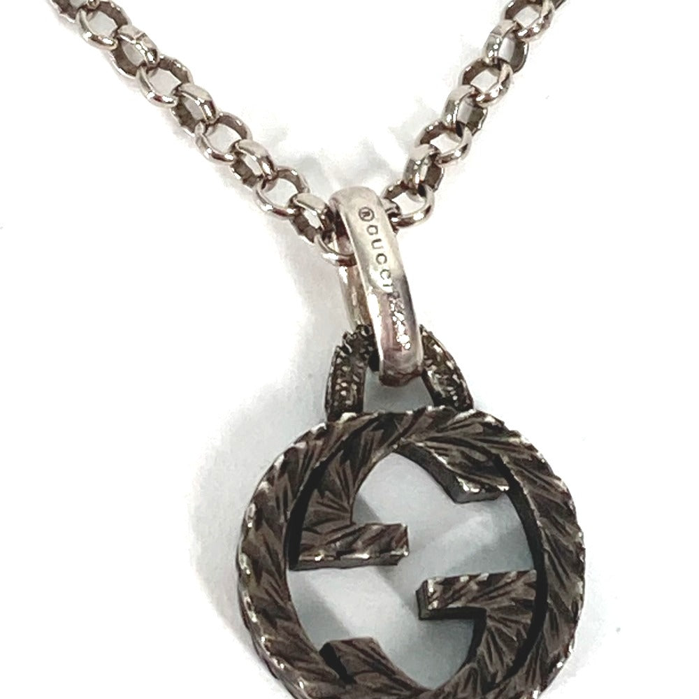 GUCCI Arabesque Interlocking G Pendant Chain Necklace in SV925 Silver for Women