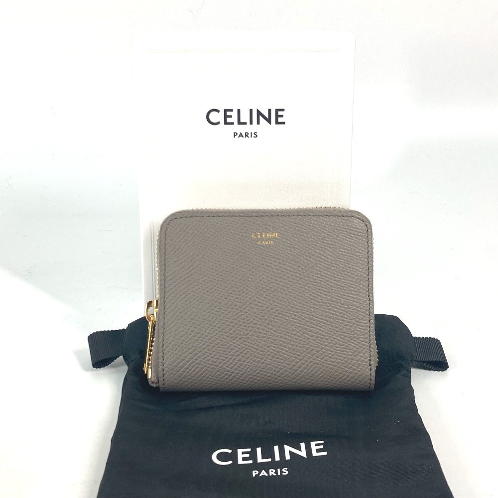 CELINE 10L203BEL.10BL コンパクトウォレット スモール ジップウォレット エッセンシャル ラウンドファスナー 2つ折り財布 レザー レディース - brandshop-reference