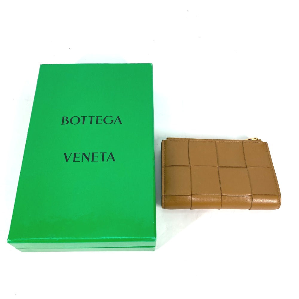 BOTTEGA VENETA 667130 コンパクトウォレット ミディアム カセット 二つ折りファスナーウォレット イントレチャート 2つ折り財布 レザー レディース - brandshop-reference