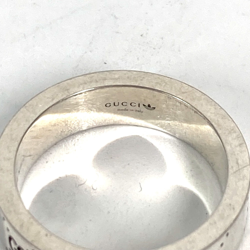 GUCCI 702766 adidas Collaboration Engraving Wide Ring, Men's Silver, AG925