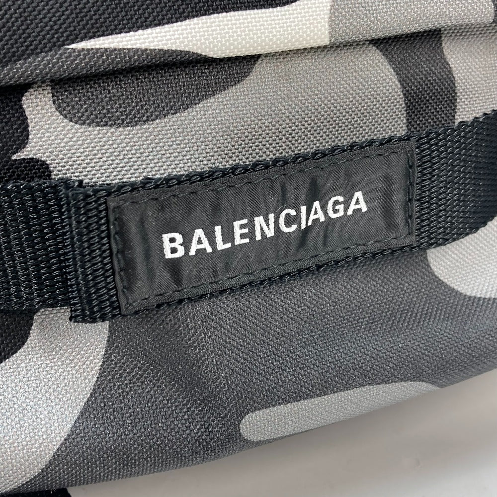 BALENCIAGA 6440312 Camouflage Army Backpack/Shoulder Bag, 2-Way Canvas Rucksack for Men, Gray and Black