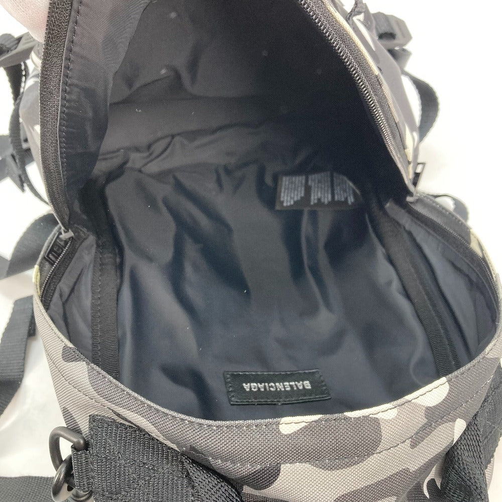 BALENCIAGA 6440312 Camouflage Army Backpack/Shoulder Bag, 2-Way Canvas Rucksack for Men, Gray and Black