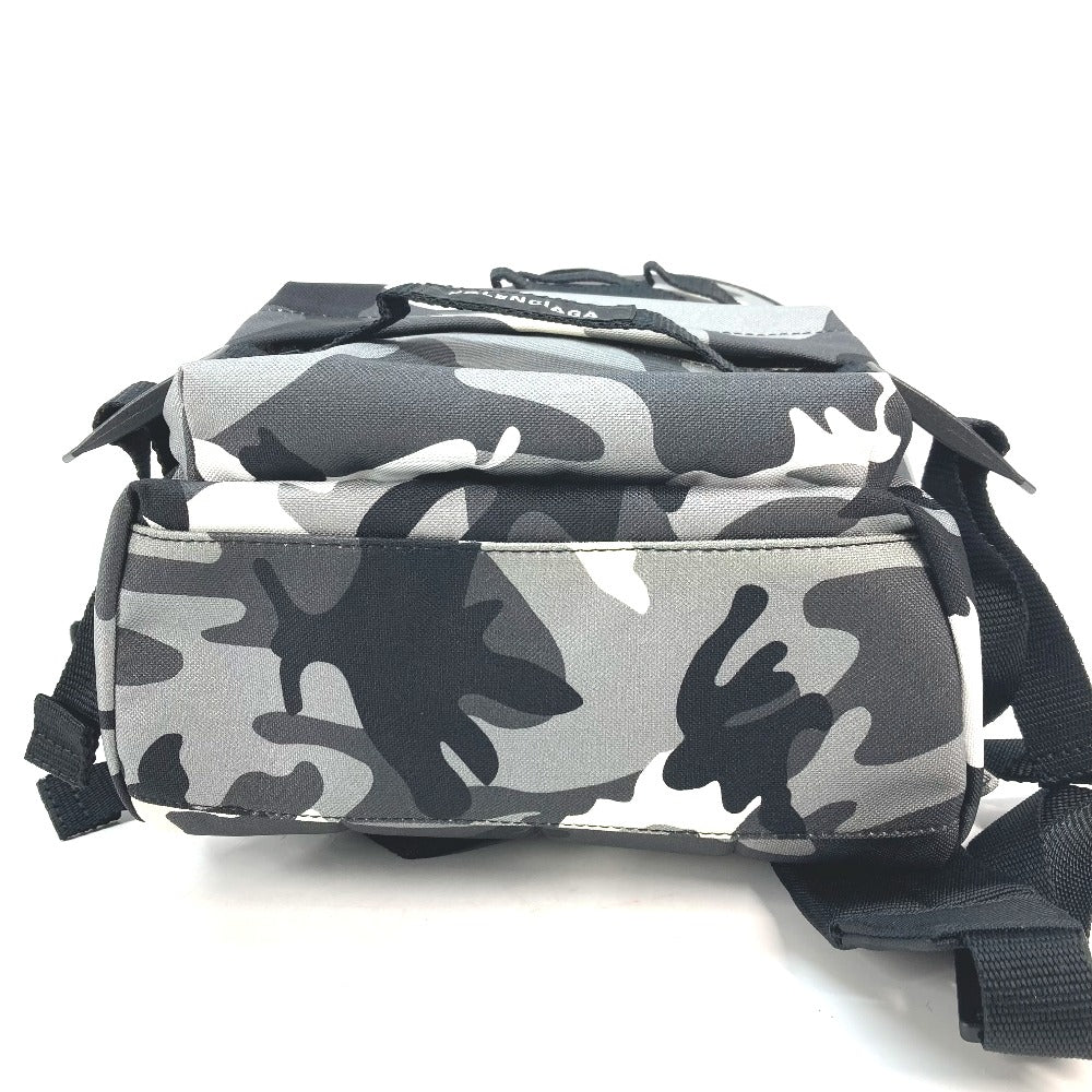 BALENCIAGA 6440312 Camouflage Army Backpack/Shoulder Bag, 2-Way Canvas Rucksack for Men, Gray and Black