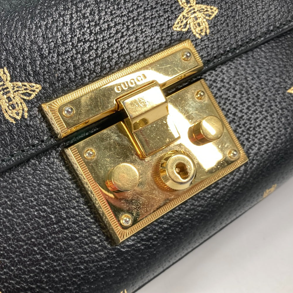 GUCCI 432182 斜め掛け カバン ポシェット PADLOCK ハチ BEE パドロック 蜂 チェーン ショルダーバッグ レザー レディース - brandshop-reference