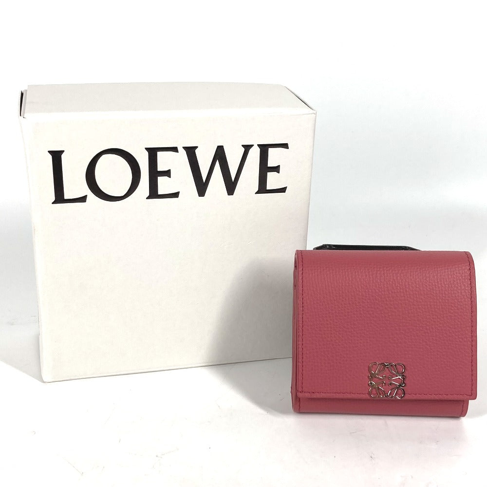 LOEWE ロゴ アナグラム コンパクトウォレット 2つ折り財布 レザー レディース