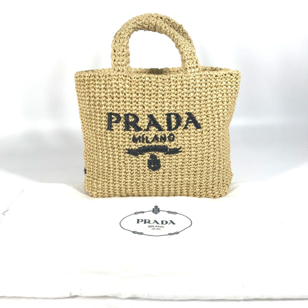 PRADA 1BG422 カゴバッグ ストローバッグ クロシェ 三角ロゴ トライアングル スモール レタリングロゴ  トートバッグ バック カバン  ハンドバッグ ラフィア レディース - brandshop-reference