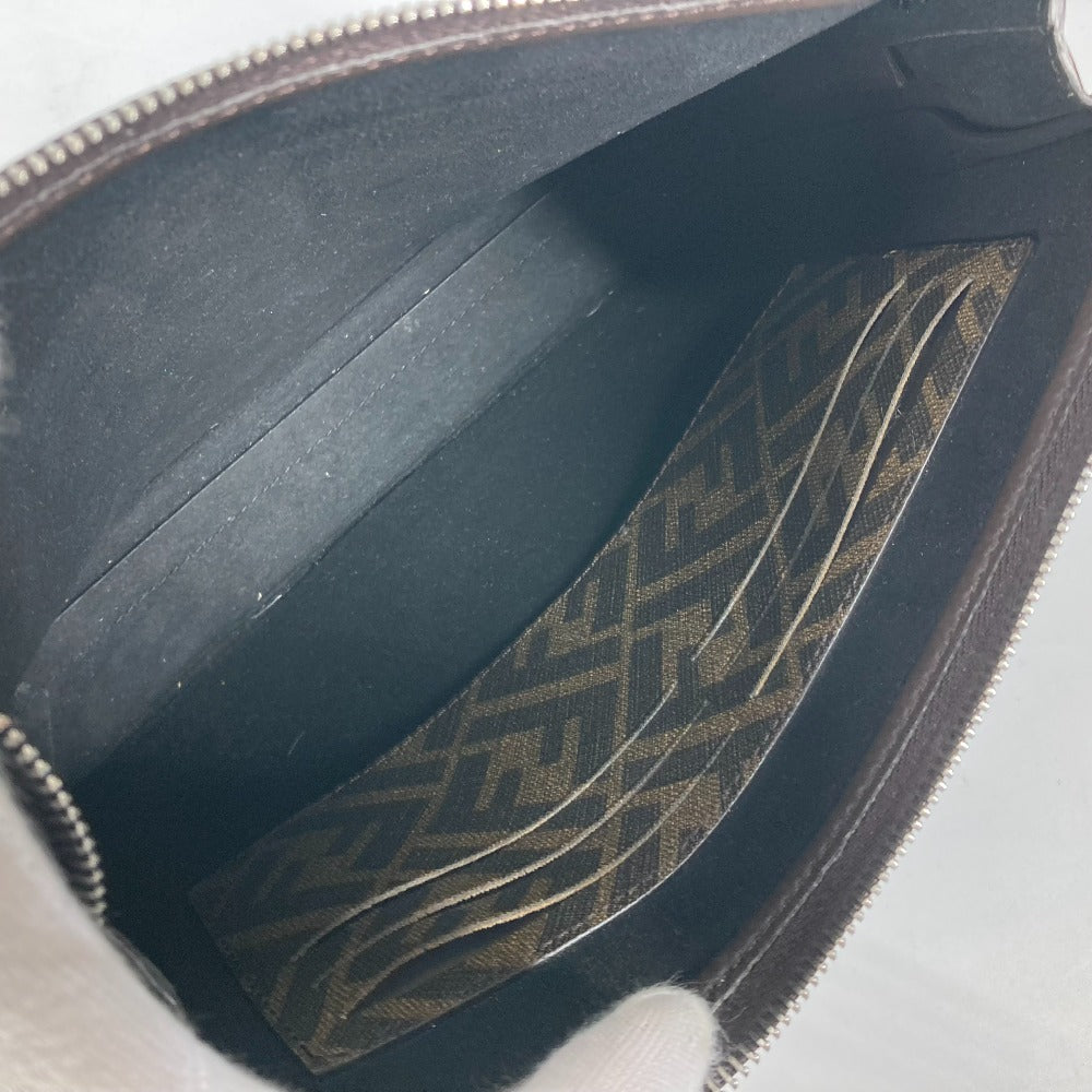 FENDI 7VA564 ズッカ ロゴ カバン セカンドバッグ ストラップ付 クラッチバッグ レザー/キャンバス メンズ ブラウン