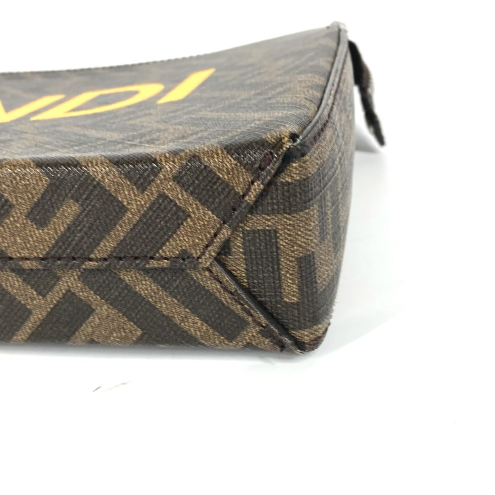 FENDI 7VA564 ズッカ ロゴ カバン セカンドバッグ ストラップ付 クラッチバッグ レザー/キャンバス メンズ ブラウン