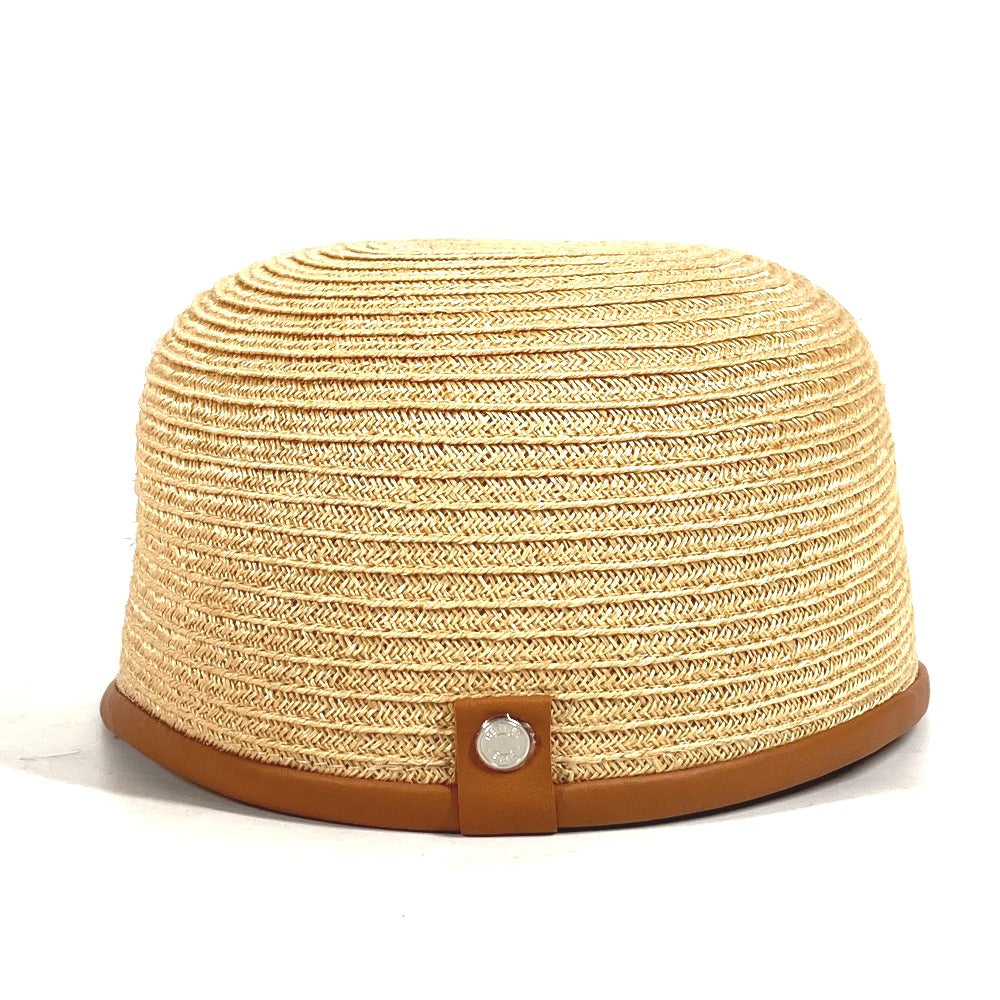 HERMES Rodeo Garance Newsboy Straw Hat Cap, Beige, Women's