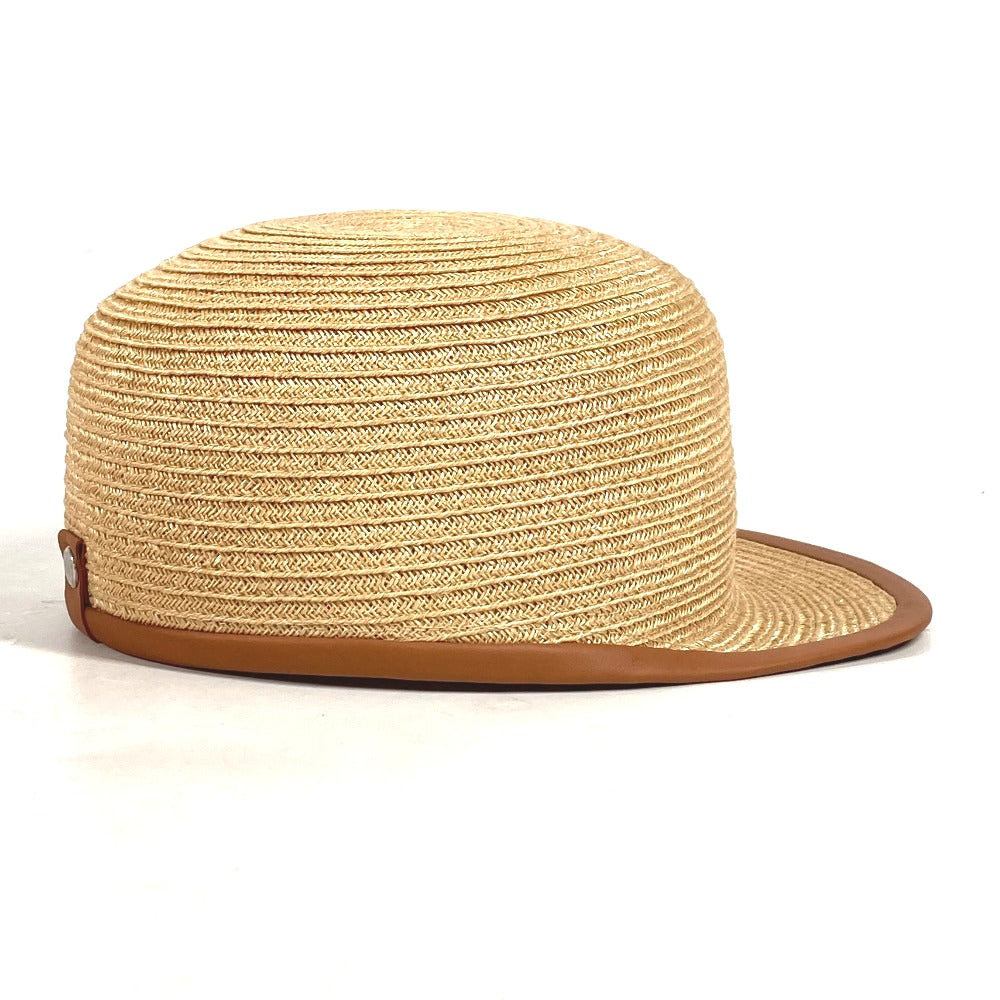 HERMES Rodeo Garance Newsboy Straw Hat Cap, Beige, Women's