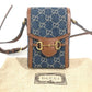 GUCCI 625615 GGデニム ホースビット 1955 ミニバッグ 肩掛け 斜め掛け ポシェット カバン ショルダーバッグ デニム レディース ブルー×ブラウン